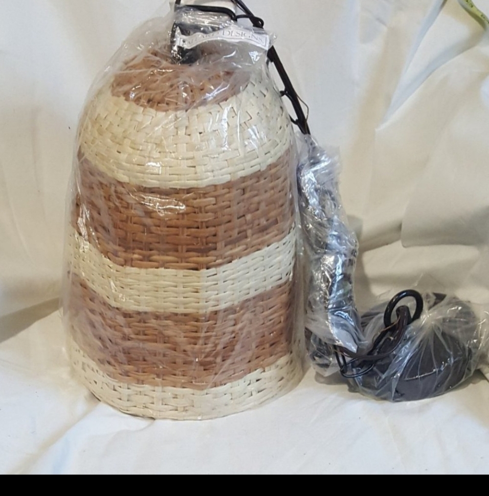 New Rattan Pendant Hanging Light by Ballard Designs  Boho Wicker Fixture